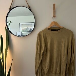 Vintage Crewneck Sweater in Bright Olive Green - Silk and Cotton Blend